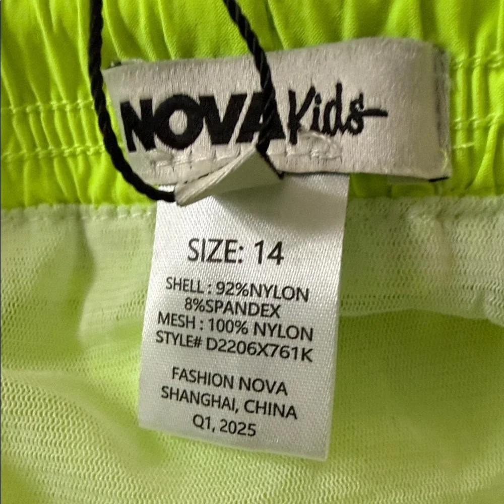 NWT Fashion Nova Neon Green Kids Swim Trunks
